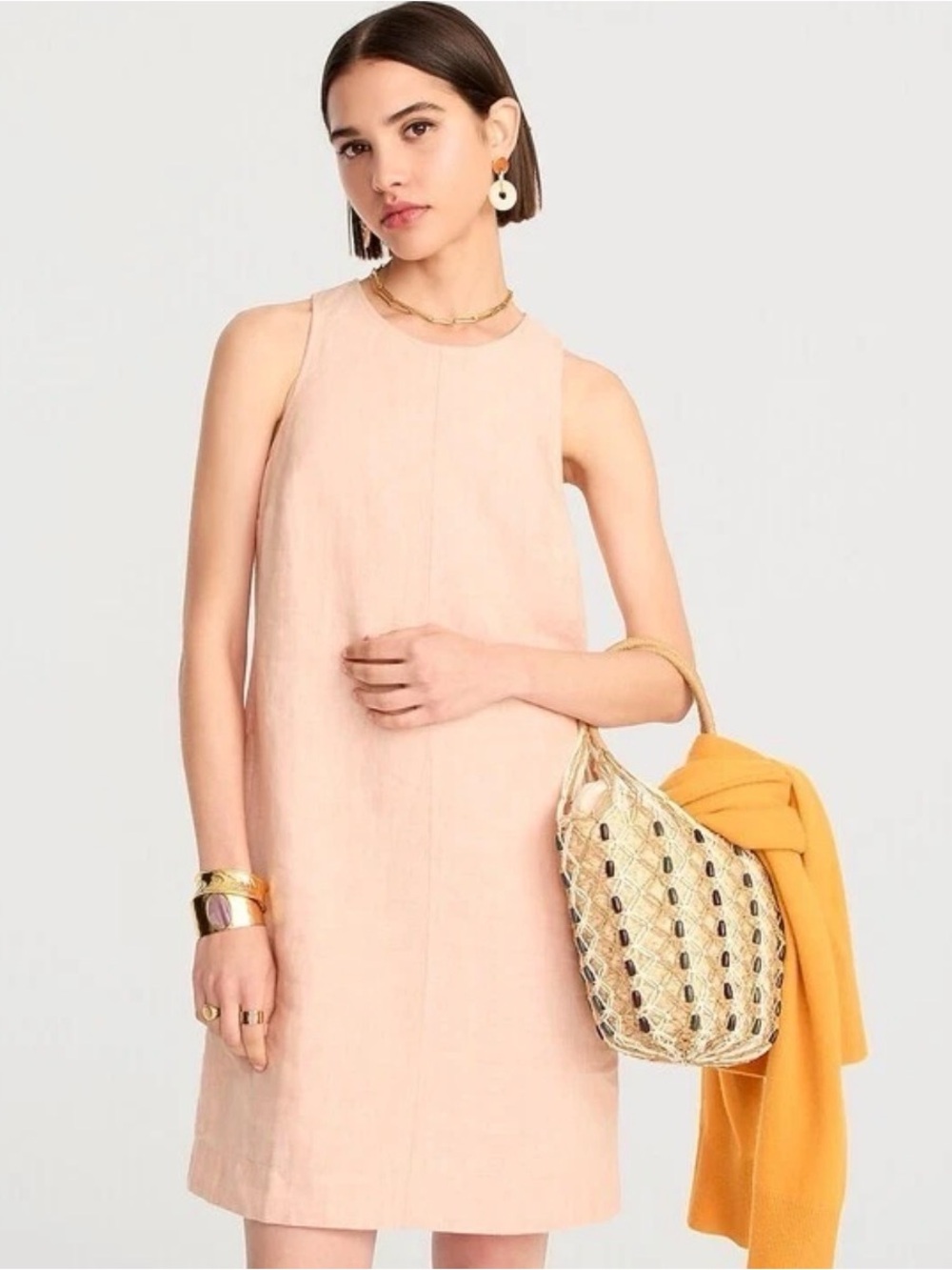 J.Crew Button Back Linen Shift Dress Size Small Pale Guava - Picture 2 of 13